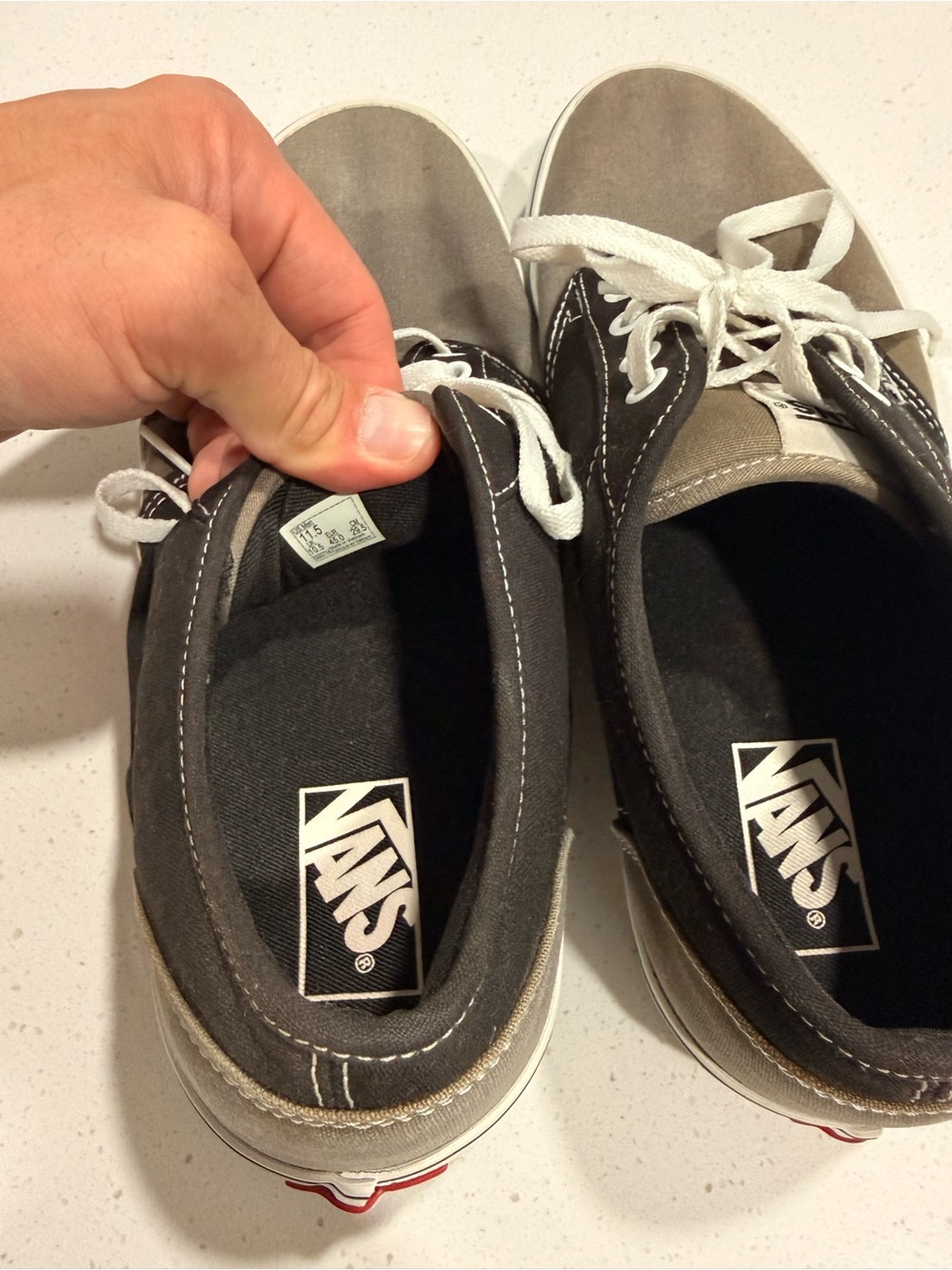 Vans Two-Tone Black and Olive Low-Top Canvas Sneakers - Picture 4 of 5